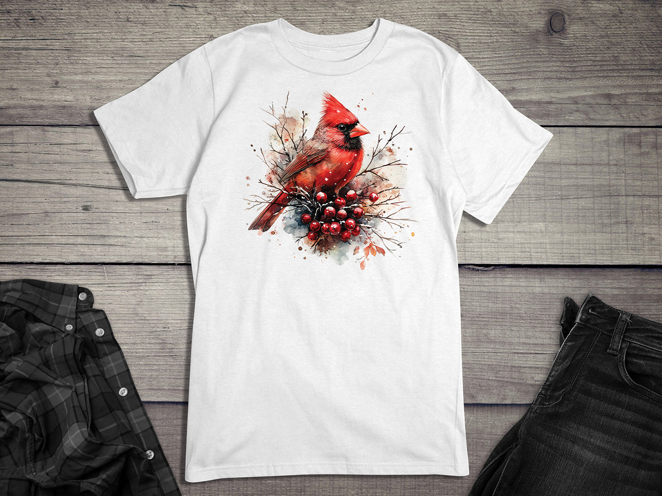 Winter Watercolor Cardinal T-Shirt