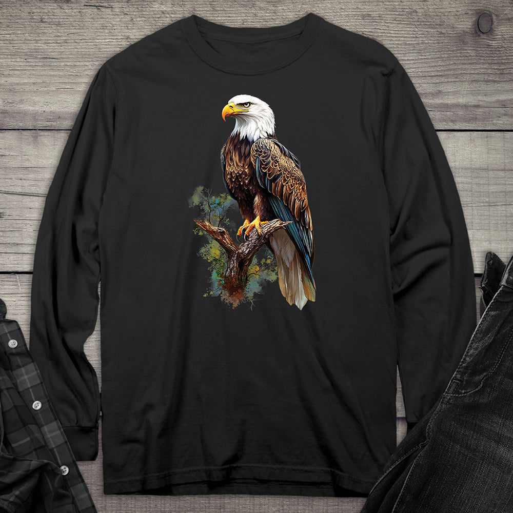 Watercolor Eagle Perch Long Sleeve Tee