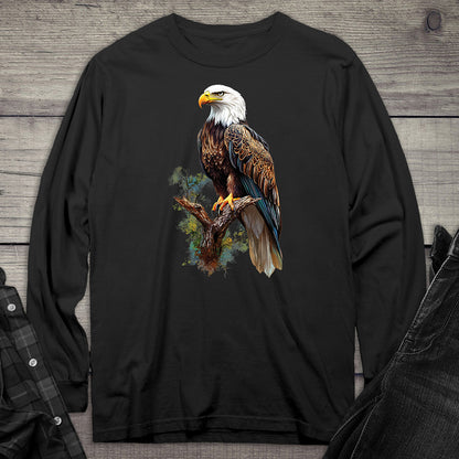 Watercolor Eagle Perch Long Sleeve Tee