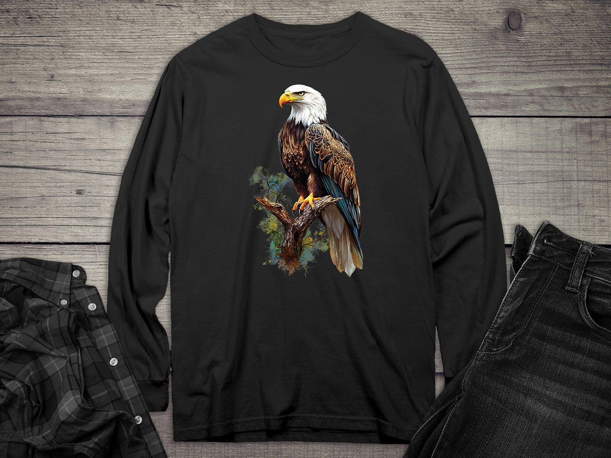 Watercolor Eagle Perch Long Sleeve Tee