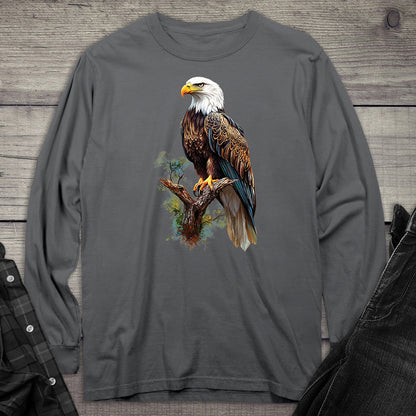 Watercolor Eagle Perch Long Sleeve Tee