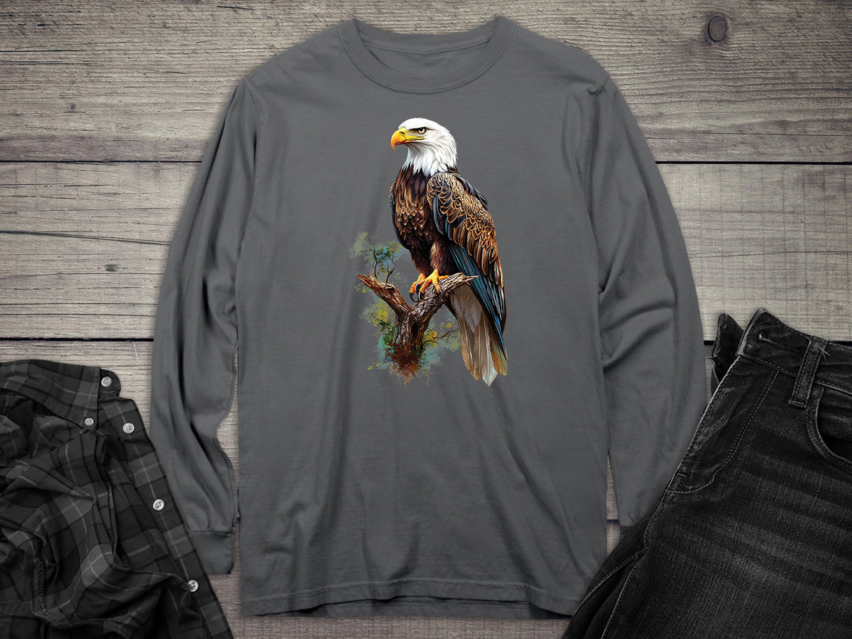 Watercolor Eagle Perch Long Sleeve Tee
