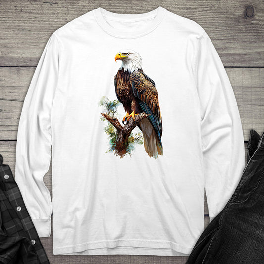 Watercolor Eagle Perch Long Sleeve Tee