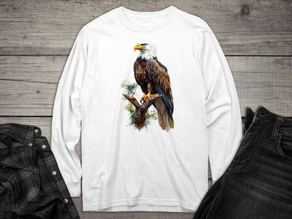 Watercolor Eagle Perch Long Sleeve Tee