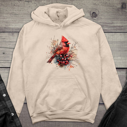 Winter Watercolor Cardinal Hoodie