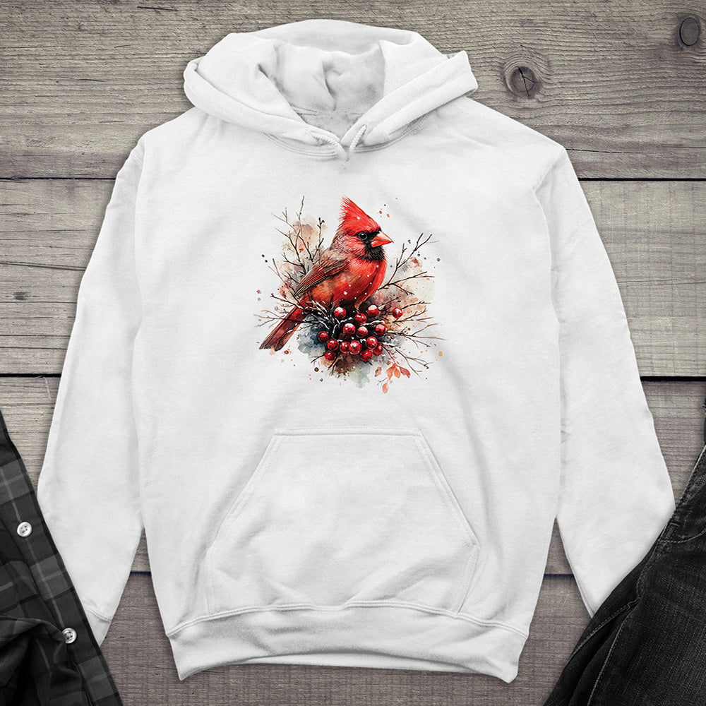 Winter Watercolor Cardinal Hoodie