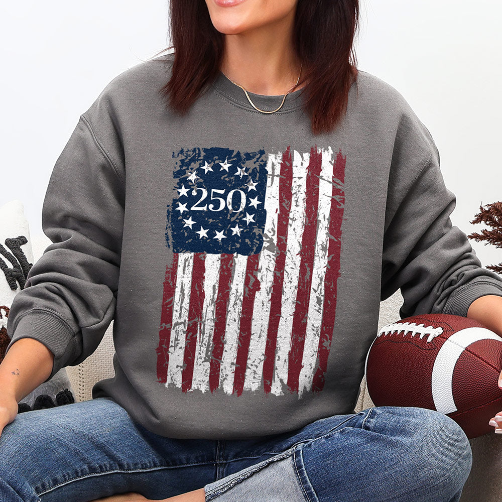 Distressed 250 Flag Sweatshirt