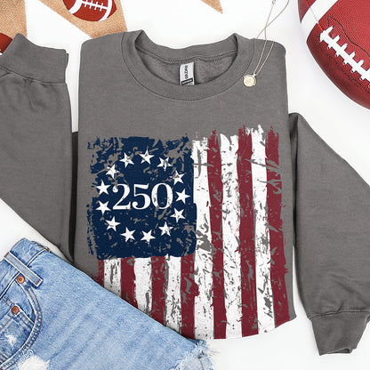 Distressed 250 Flag Sweatshirt