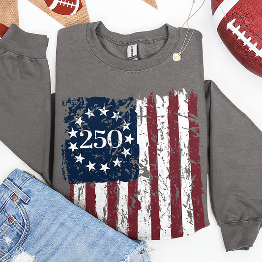 Distressed 250 Flag Sweatshirt