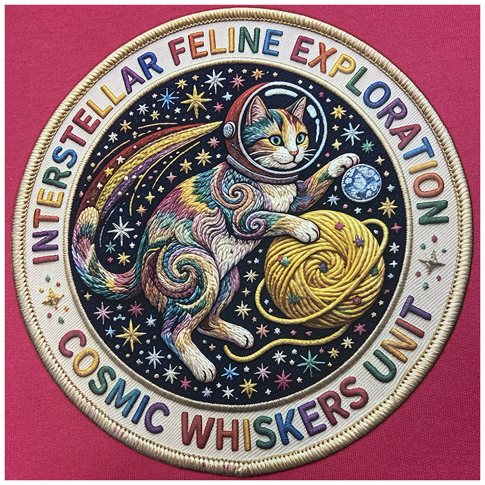 Interstellar Feline Faux Broidery Hoodie