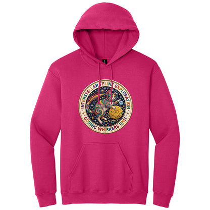 Interstellar Feline Faux Broidery Hoodie