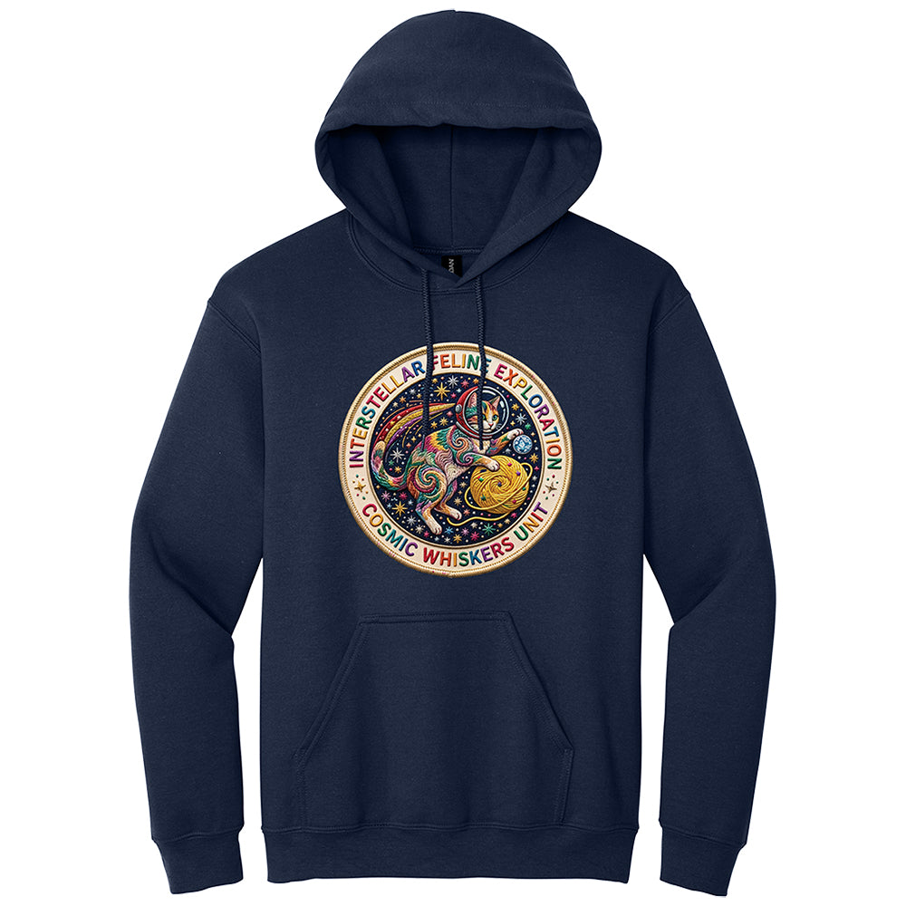 Interstellar Feline Faux Broidery Hoodie