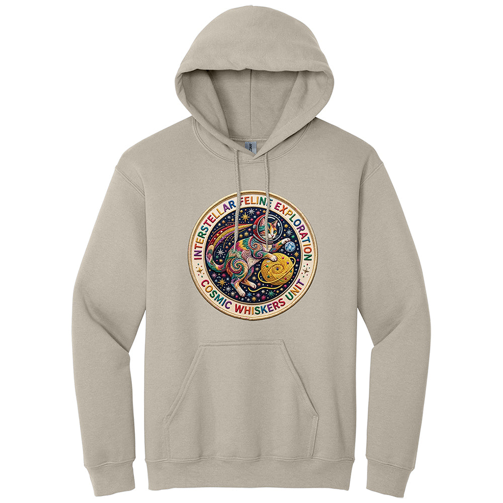 Interstellar Feline Faux Broidery Hoodie