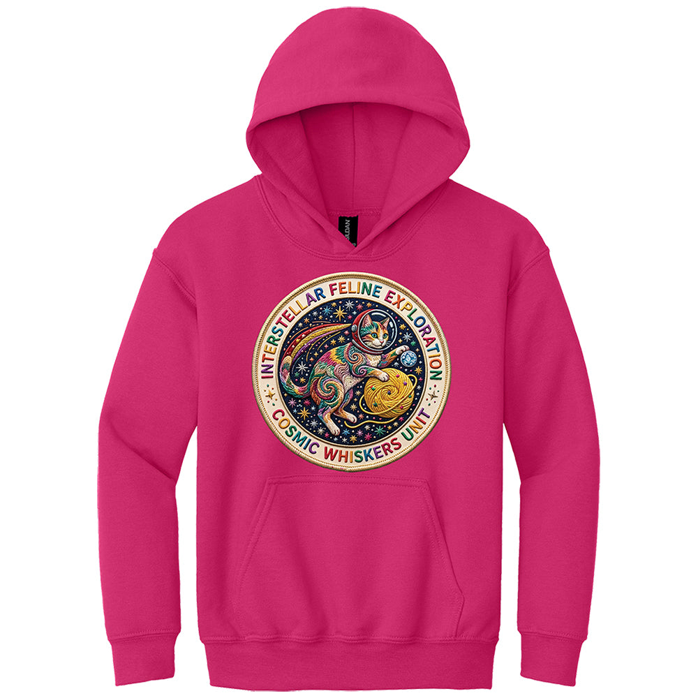Youth Interstellar Feline Faux Broidery Hoodie