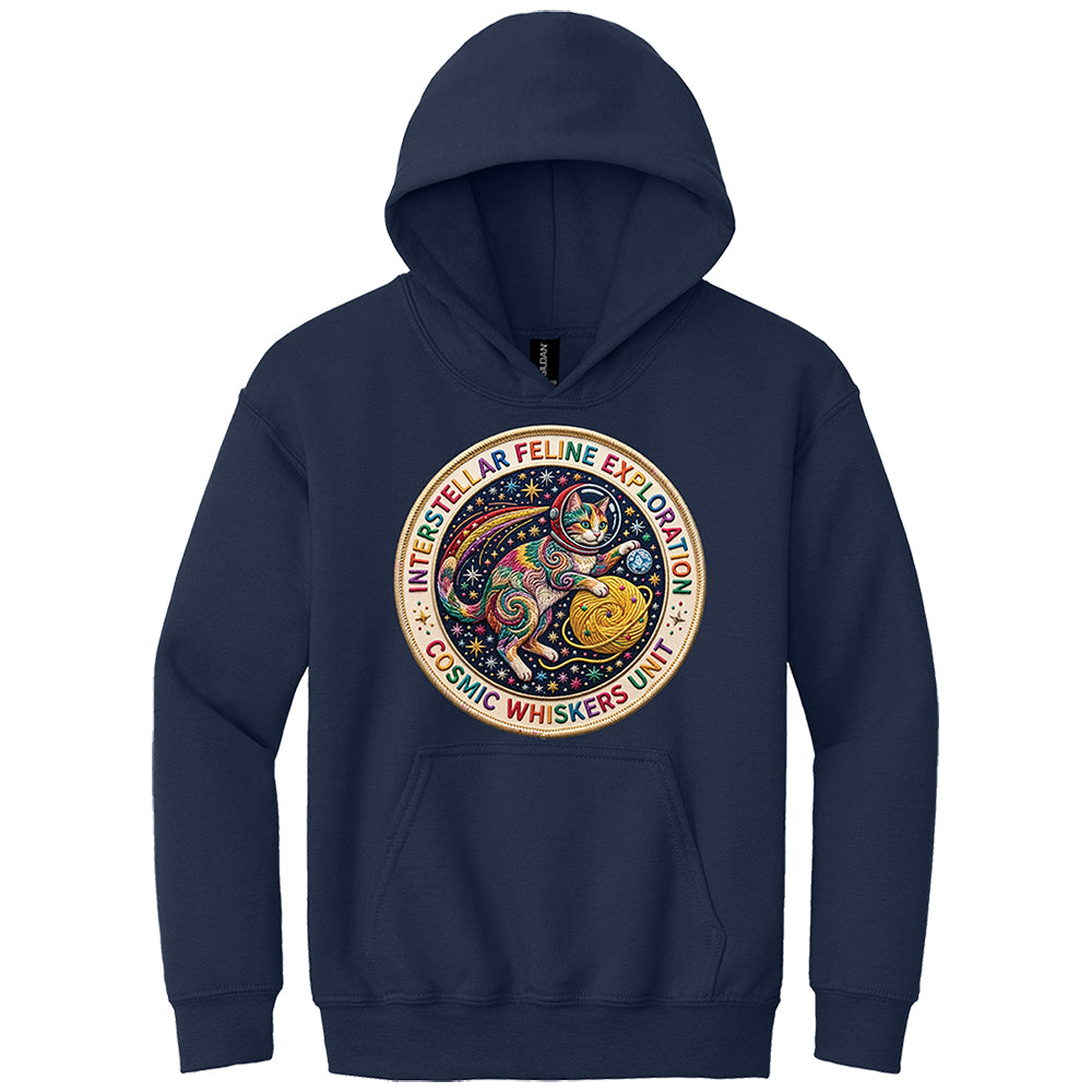 Youth Interstellar Feline Faux Broidery Hoodie
