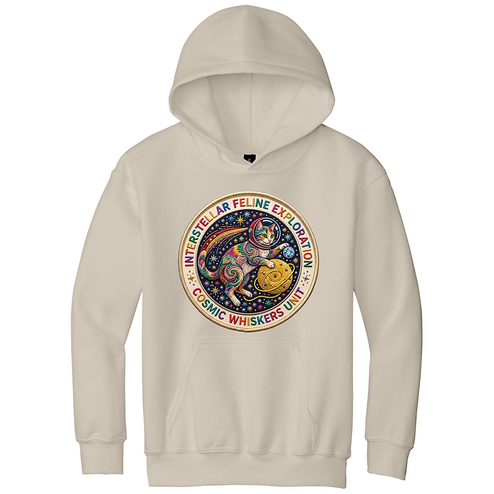 Youth Interstellar Feline Faux Broidery Hoodie