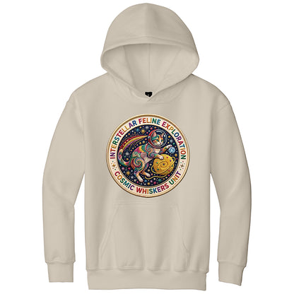 Youth Interstellar Feline Faux Broidery Hoodie