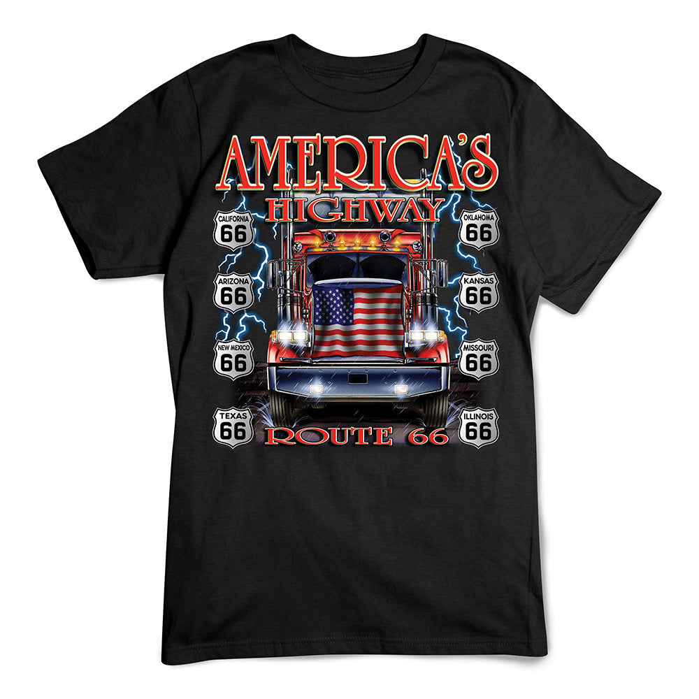 America's Highway Flag Truck Shop T-Shirt