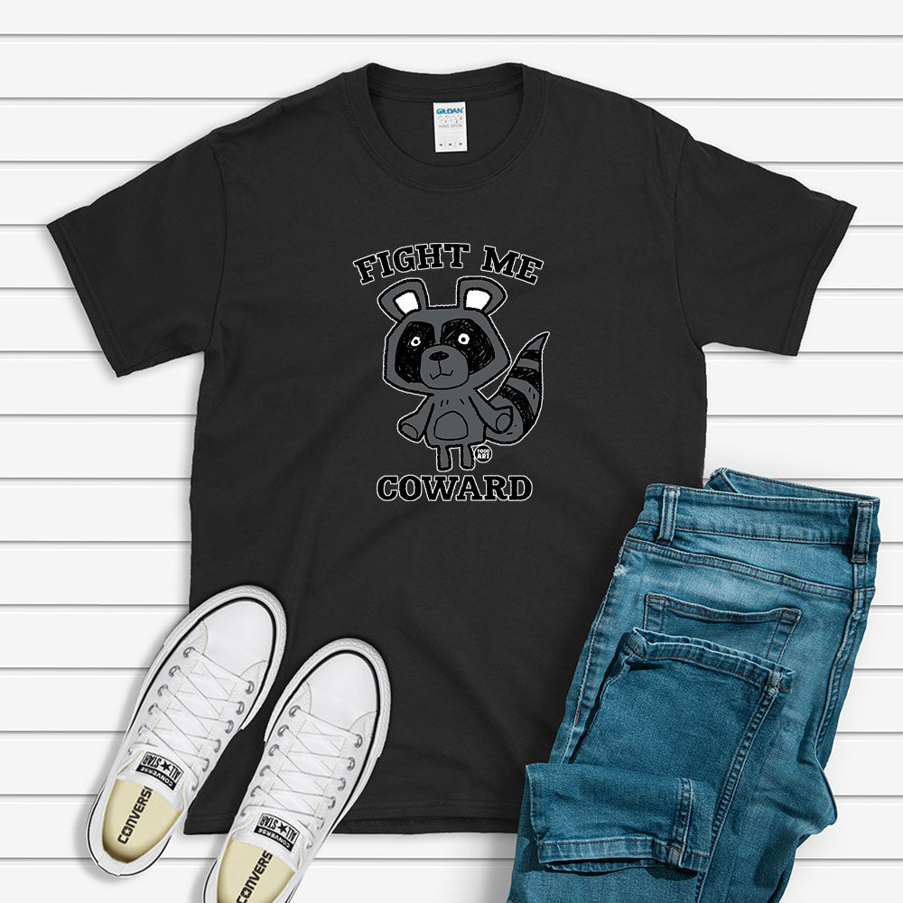 Todd Goldman Art Fight Me Coward Raccoon T-Shirt