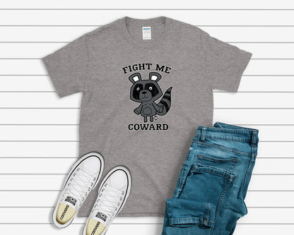 Todd Goldman Art Fight Me Coward Raccoon T-Shirt