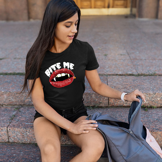 Todd Goldman Art Bite Me Vampire Teeth T-Shirt