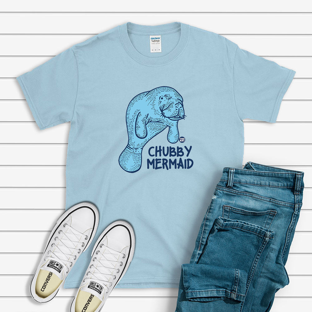 Todd Goldman Art Chubby Mermaid Manatee T-Shirt