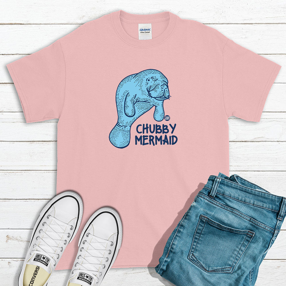 Todd Goldman Art Chubby Mermaid Manatee T-Shirt