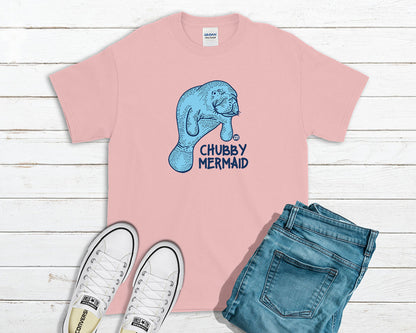 Todd Goldman Art Chubby Mermaid Manatee T-Shirt