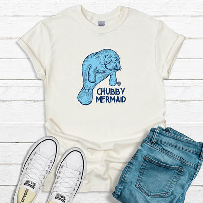 Todd Goldman Art Chubby Mermaid Manatee T-Shirt