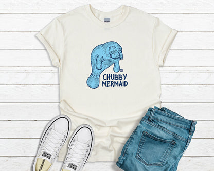 Todd Goldman Art Chubby Mermaid Manatee T-Shirt