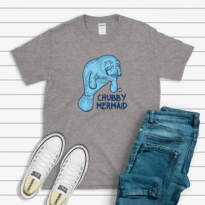 Todd Goldman Art Chubby Mermaid Manatee T-Shirt