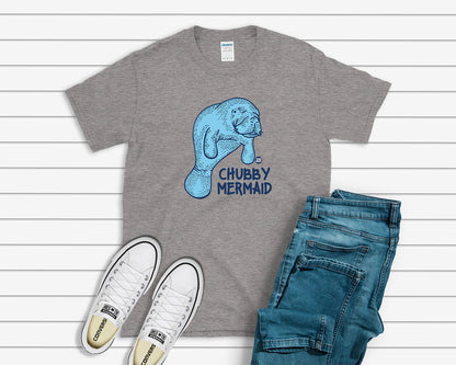 Todd Goldman Art Chubby Mermaid Manatee T-Shirt