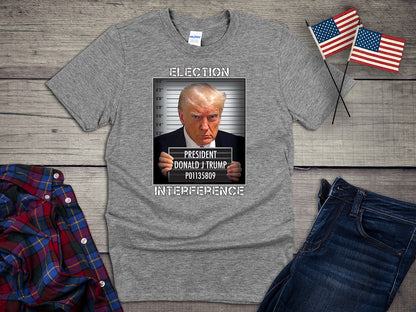 Trump Mugshot T-shirt, Donald Trump Election Interference Tee, Free President Trump Mug Shot Shirt, MAGA, Pro-Trump