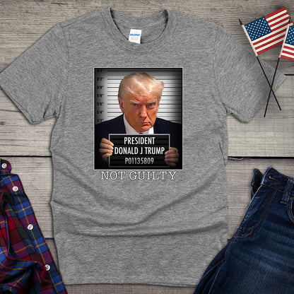 Donald Trump Mug Shot T-shirt, President Trump Not Guilty Tee, Free Trump Mugshot Shirt, Pro-Trump, Inmate, MAGA