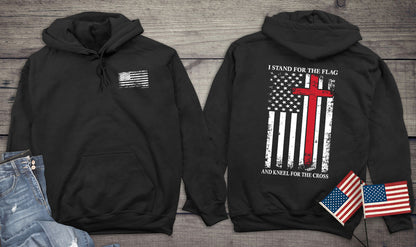 Stand for the Flag, Kneel for the Cross Hooded Sweatshirt