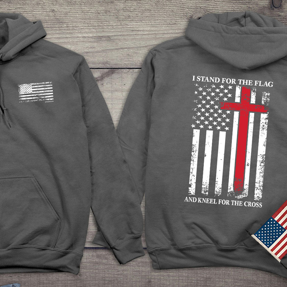 Stand for the Flag, Kneel for the Cross Hooded Sweatshirt