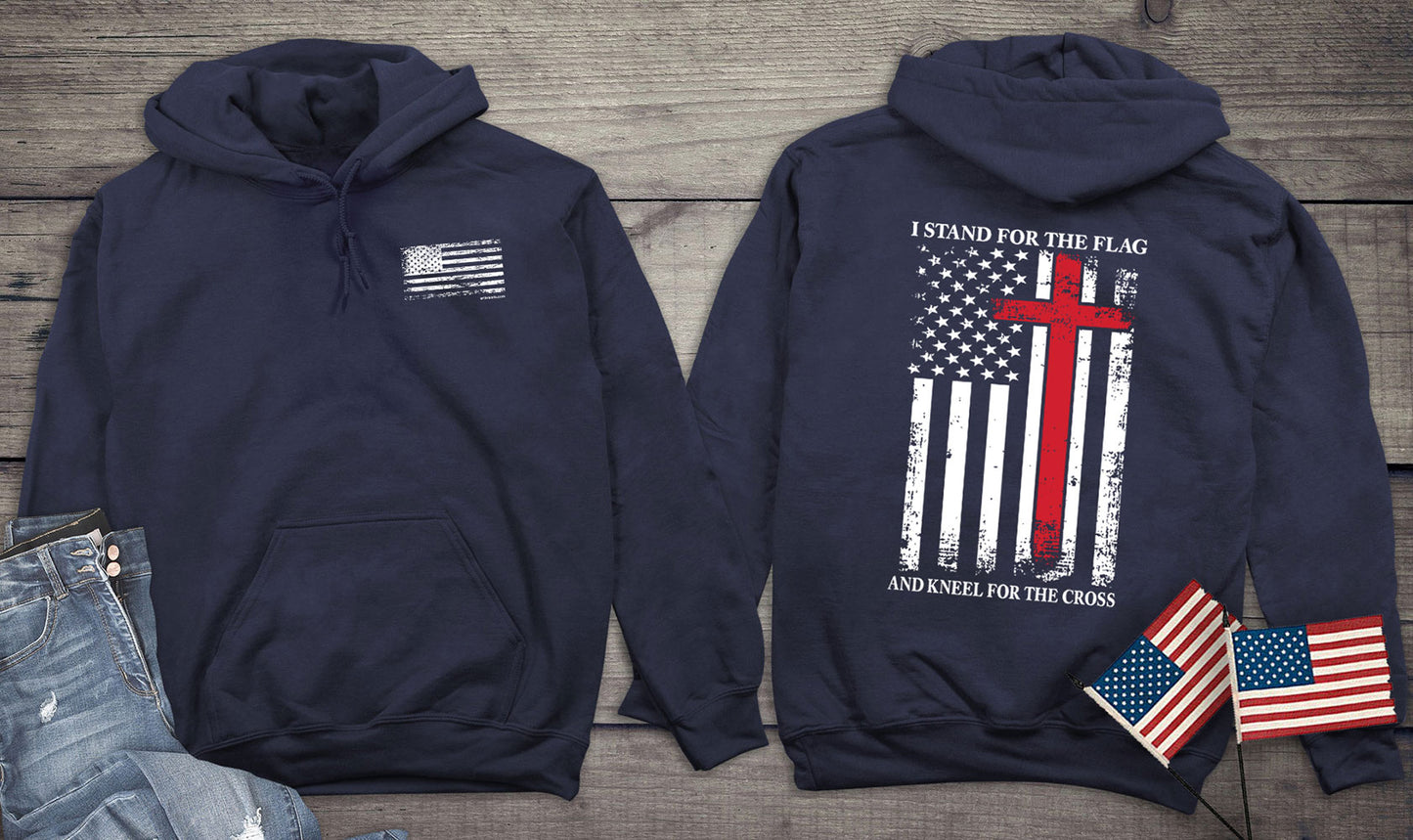 Stand for the Flag, Kneel for the Cross Hooded Sweatshirt