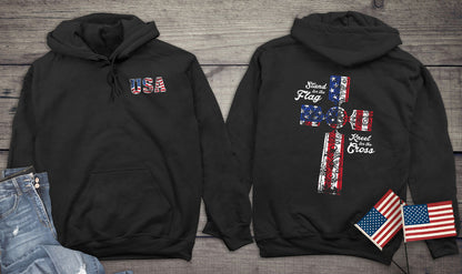 Stand for the Flag, Kneel for the Cross Hooded Sweatshirt