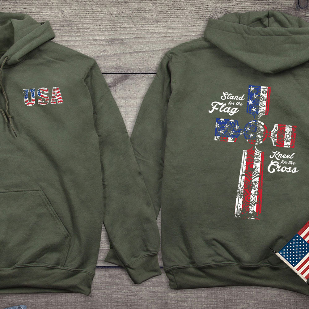 Stand for the Flag, Kneel for the Cross Hooded Sweatshirt