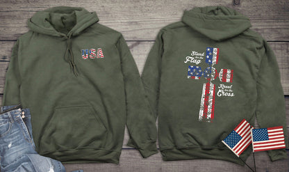 Stand for the Flag, Kneel for the Cross Hooded Sweatshirt