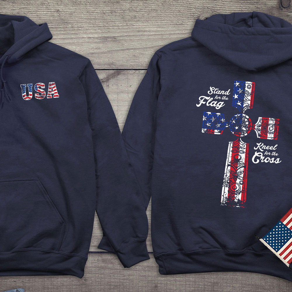 Stand for the Flag, Kneel for the Cross Hooded Sweatshirt