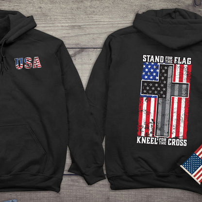 Stand for the Flag, Kneel for the Cross Hooded Sweatshirt