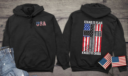 Stand for the Flag, Kneel for the Cross Hooded Sweatshirt