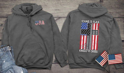 Stand for the Flag, Kneel for the Cross Hooded Sweatshirt