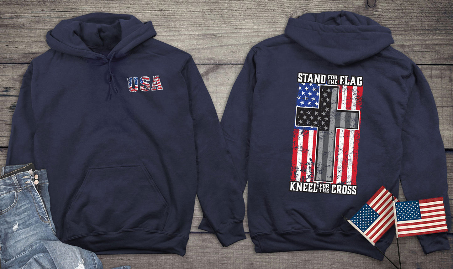 Stand for the Flag, Kneel for the Cross Hooded Sweatshirt