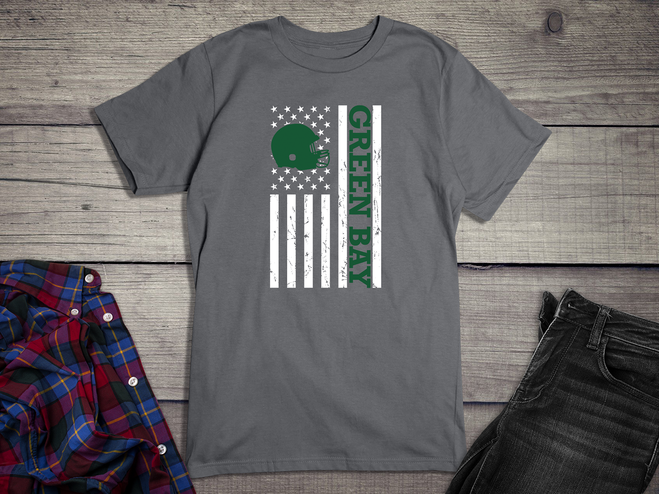 Green Bay Football Flag T-shirt