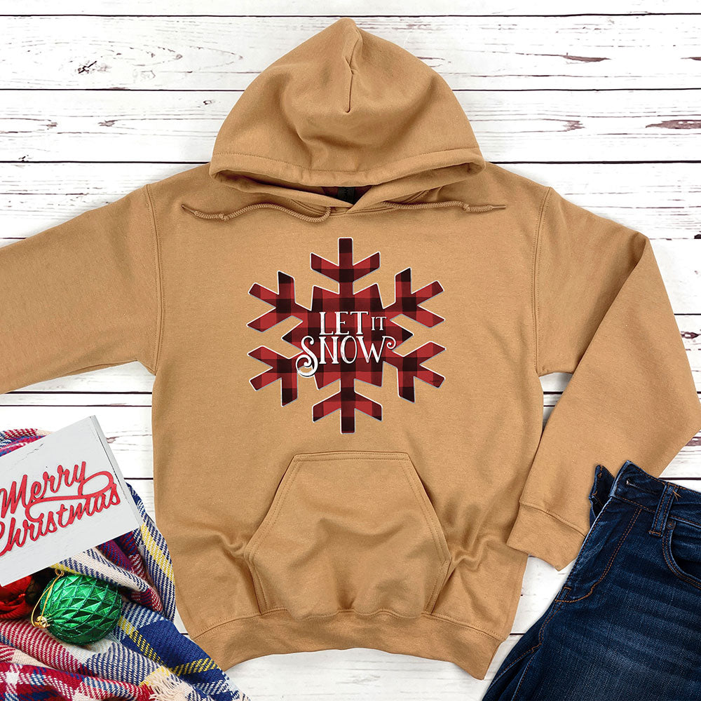 Let It Snow Plaid Snowflake Hooded Sweatshirt