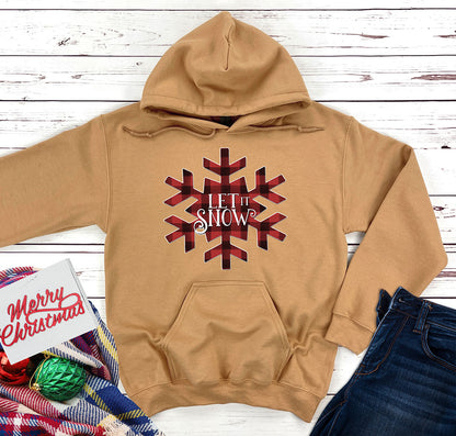 Let It Snow Plaid Snowflake Hooded Sweatshirt