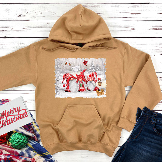 Three Christmas Gnomes Hooded Sweatshirt