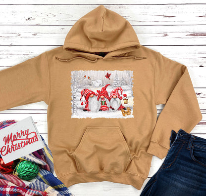 Three Christmas Gnomes Hooded Sweatshirt